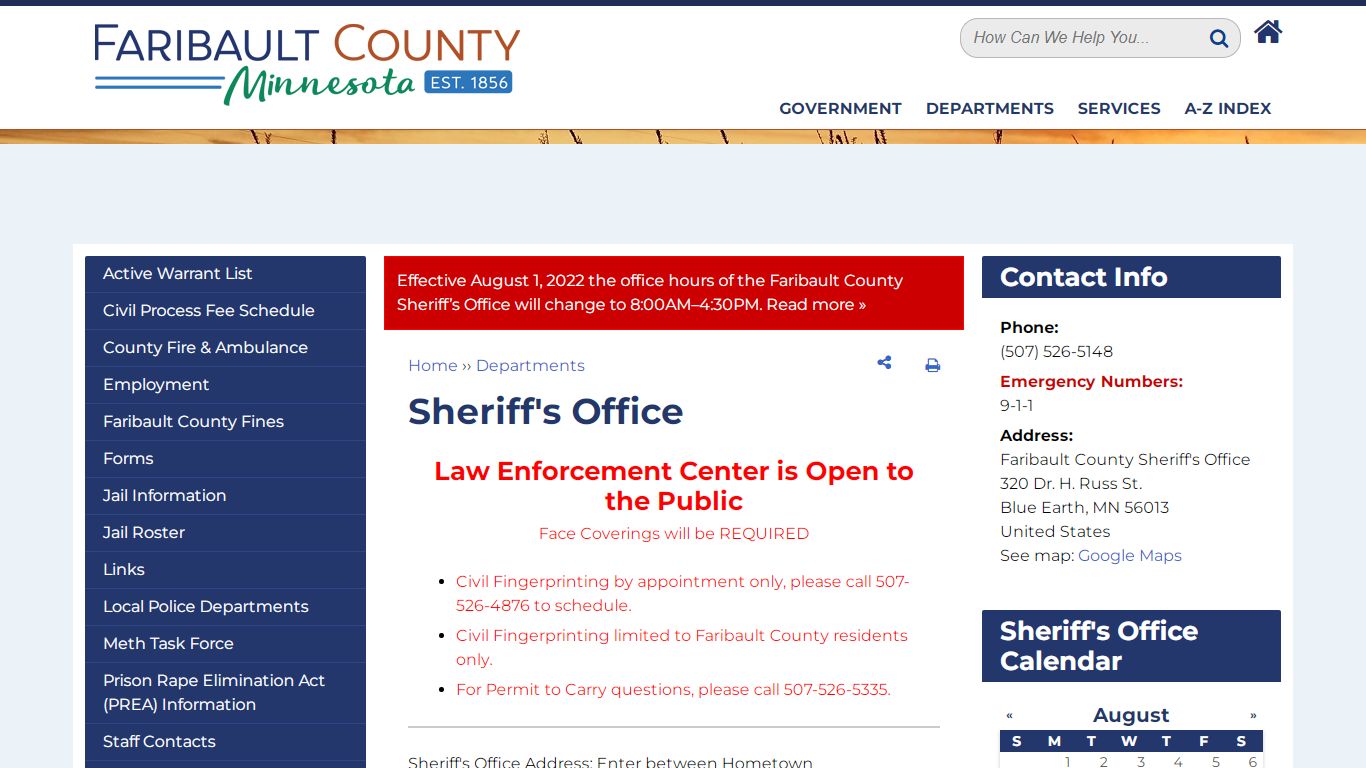 Sheriff's Office | Faribault County MN